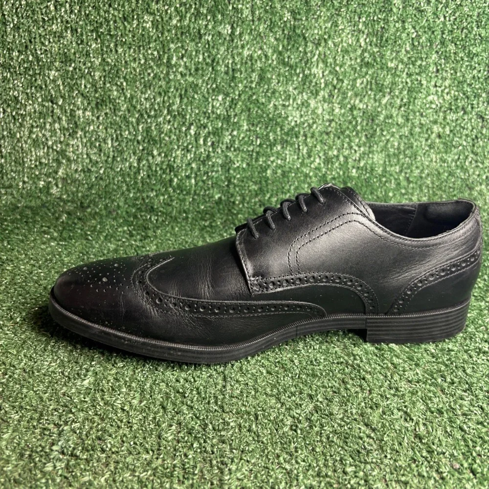 Cole Haan Grand.OS C23793 Wingtip Oxford Brogue Leather Shoes Black Mens Sz 10 M